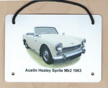 Austin Healey Sprite Mk2 1963 - Aluminium Plaque (A6, A5 or 200x300mm) - Present for the Car Enthusiast