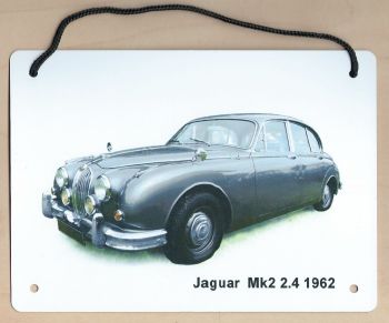 Jaguar Mk2 2.4 1962 (Grey) - Aluminium Plaque (A5 or 203 x 304mm) - Ideal Present for the Car Enthusiast