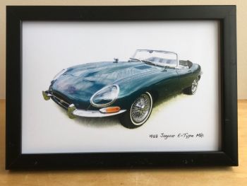 Jaguar E-Type Mk1 1968 - Photograph (4x6in) in Black or White Coloured Frame - Free UK Delivery