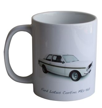 Ford Lotus Cortina Mk2 1969 - Ceramic Mug - Ideal Gift for the Car Enthusiast - Single or Set of Four(4)