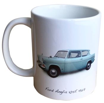 Ford Anglia 105E 1967 - Ceramic Mug - Ideal Gift for the Ford Enthusiast - Single or Set of Four(4)
