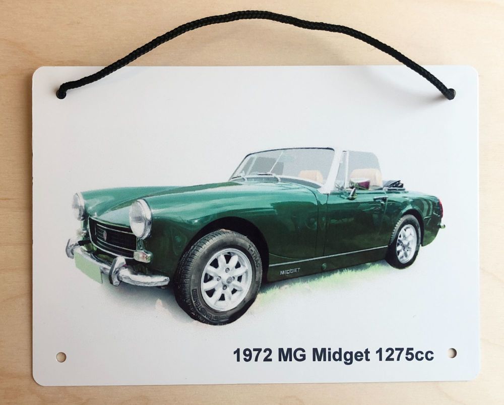 MG Midget 1275cc 1972 - Aluminium Plaque (A6, A5 or 200x300mm) - Present fo