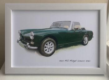 MG Midget 1275cc 1972 - Photograph (4x6in) in Black or White Coloured Frame - Free UK Delivery