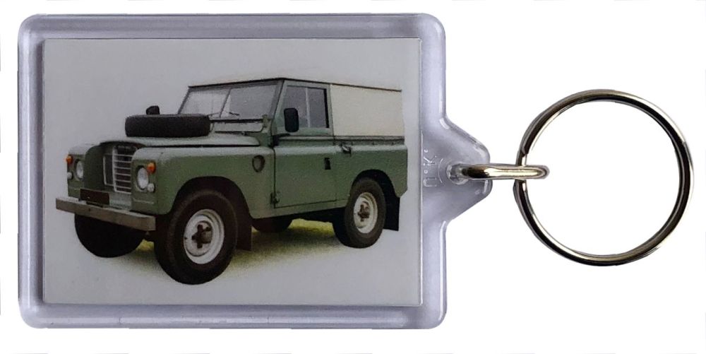Land Rover Series 3 SWB 1977 - Plastic Keyring with 35 x 50mm Insert - Free
