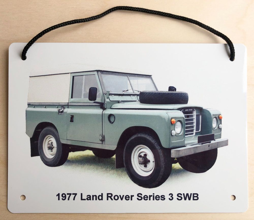 Land Rover Series 3 SWB 1977 - Aluminium Plaque A5 (148 x 210mm) - Gift for