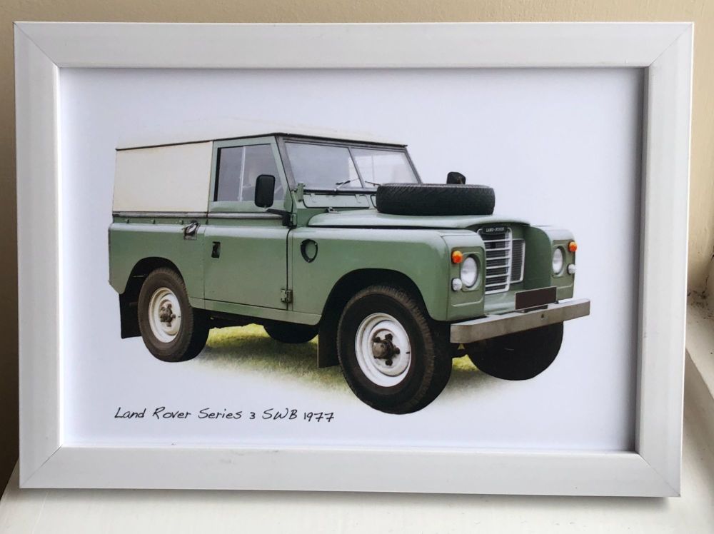 Land Rover Series 3 SWB 1977 - Photograph (4x6in) in Black, White or Silver