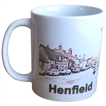 Henfield Village  - Souvenir Ceramic Mug with stylised Picture- Free UK Delivery