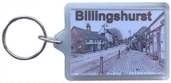 Billingshurst Village - Plastic Keyring with 35 x 50mm Insert - Free UK Delivery