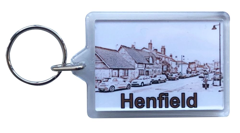 Henfield Village - Plastic Keyring with 35 x 50mm Insert - Free UK Delivery