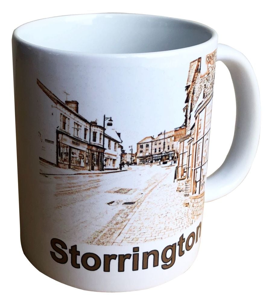 Storrington Town, West Sussex  - Souvenir Ceramic Mug with stylised Picture