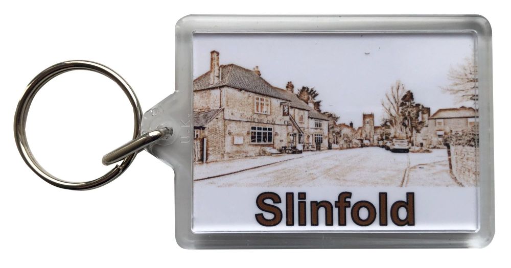 Slinfold Village, West Sussex - Plastic Keyring with 35 x 50mm Insert - Fre