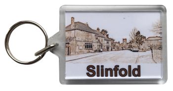 Slinfold Village, West Sussex - Plastic Keyring with 35 x 50mm Insert - Free UK Delivery