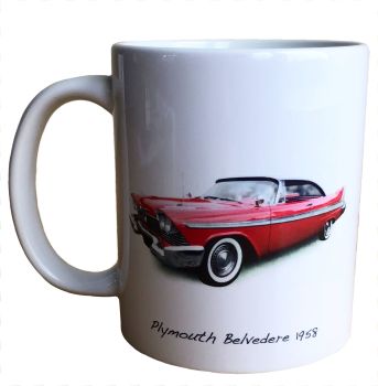 Plymouth Belvedere 1958 Ceramic Mug - Ideal Souvenir for the American Car Enthusiast - Single or Set of Four(4)
