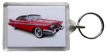 Plymouth Belvedere 1958 - Plastic Keyring with 35 x 50mm Insert - Free UK Delivery
