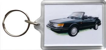 Saab 900 Convertible 1992- Plastic Keyring with 35 x 50mm Insert - Free UK Delivery