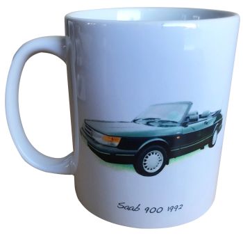 Saab 900 Convertible 1992 - 11oz Ceramic Mug - Classic Car Souvenir- Single or Set of Four(4)