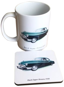 Buick Super Riviera 1950 - 11oz  Ceramic Mug  &  Matching Coaster - Ideal Gift for the American Car Enthusiast 
