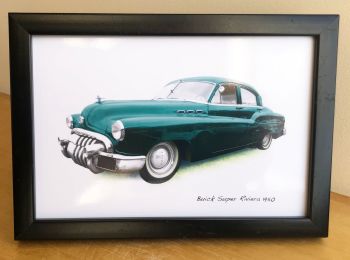 Buick Super Riviera 1950 - Photograph (4x6in) in Black or White Coloured Frame - Free UK Delivery