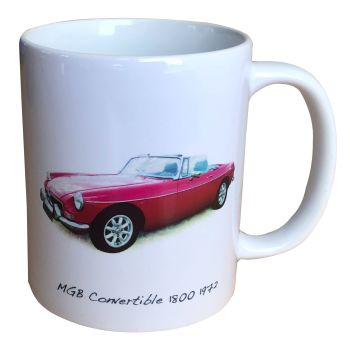 MGB Convertible 1800 1972 (Red) Ceramic Mug - Ideal Gift for the Sports Car Enthusiast - Single or Set of Four(4)
