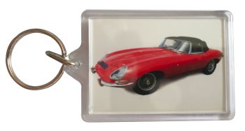 Jaguar E-Type Mk1 1966 (Red) - Plastic Keyring with 35 x 50mm Insert - Free UK Delivery