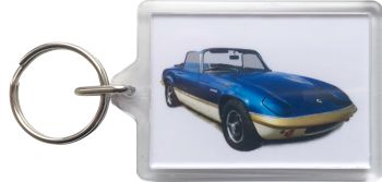 Lotus Elan Sprint 1972 (Blue) - Plastic Keyring with 35 x 50mm Insert - Free UK Delivery