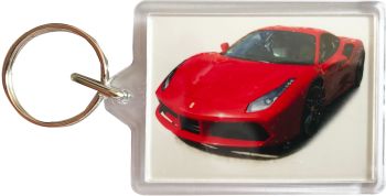 Ferrari 488 2018 - Plastic Keyring with 35 x 50mm Insert - Free UK Delivery