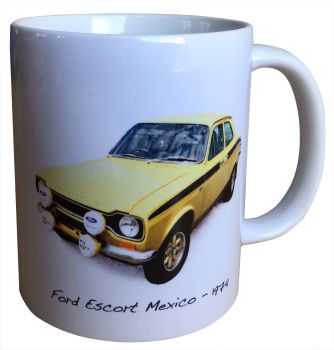 Ford Escort Mexico Mk1 (Yellow) 1974 Ceramic Mug - Ideal Gift for the Car Enthusiast - Single or Set of Four(4)