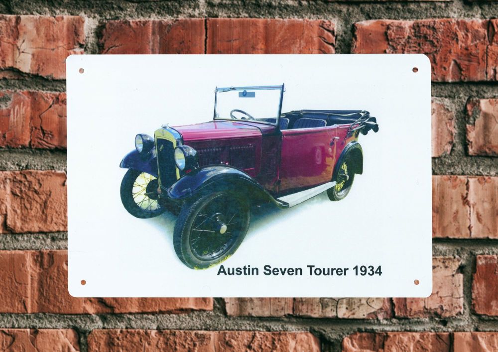 Austin Seven Tourer 1934 - Aluminium Plaque (A6, A5 or 200x300mm) - Present