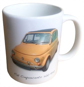 Fiat 500 Cinquecento 1970 Ceramic Mug - Ideal Gift for the Italian Car Enthusiast - Single or Set of Four(4)