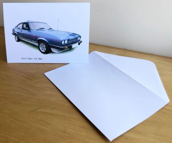 Ford Capri 2.8i 1986 (Blue) - Blank Card & Envelope