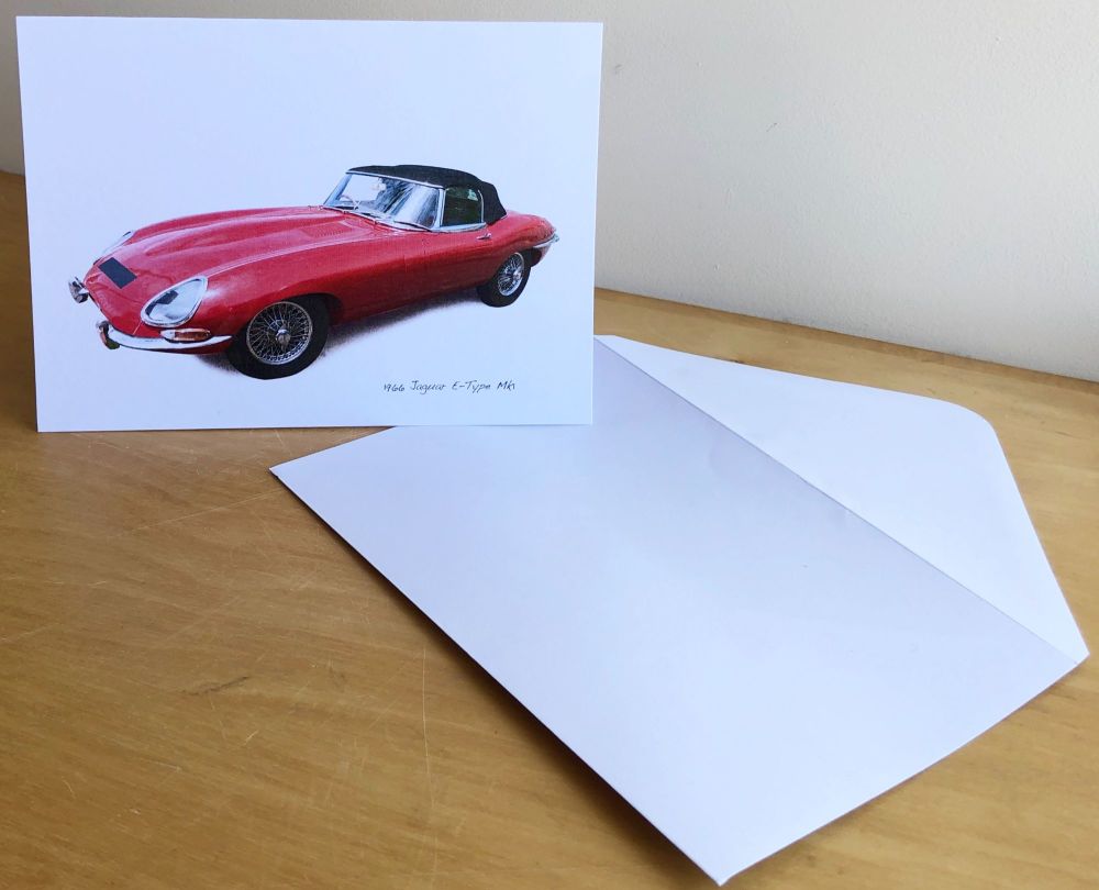 Jaguar E-Type Mk1 1966 (Red) - Blank Card & Envelope