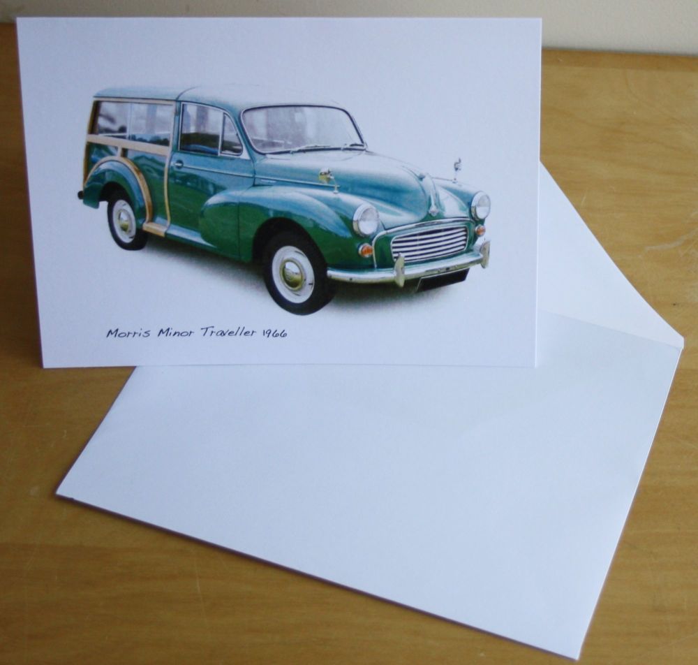 Morris Minor Traveller 1966 (Green) - Blank Card & Envelope