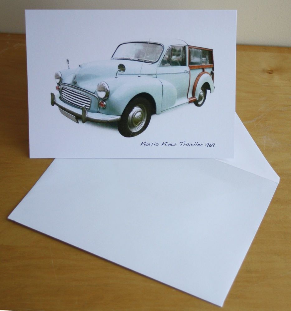 Morris Minor Traveller 1969 (Pale Blue) - Blank Card & Envelope