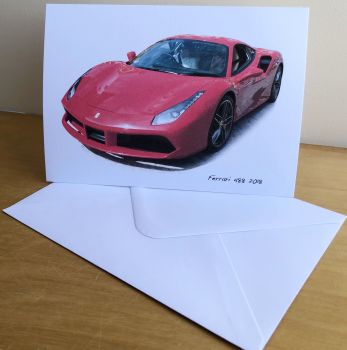 Ferrari 488 2018 - Blank Card & Envelope