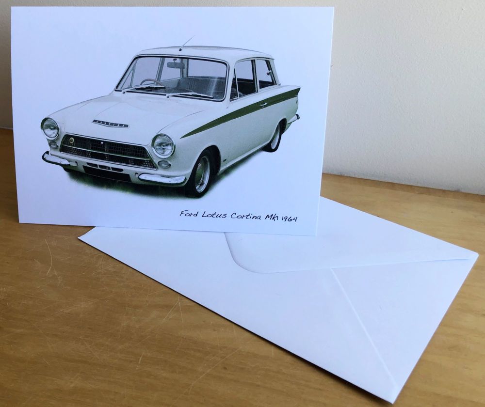 Ford Lotus Cortina Mk1 1964 - Blank Card & Envelope