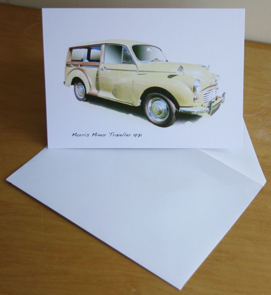 Morris Minor Traveller 1971 (Dark Yellow) - Blank Card & Envelope
