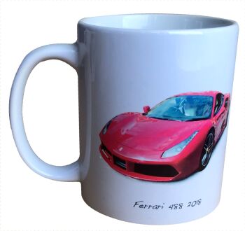 Ferrari 488 2018 Ceramic Mug - Ideal Gift for the Italian Sports Car Enthusiast - Single or Set of Four(4)