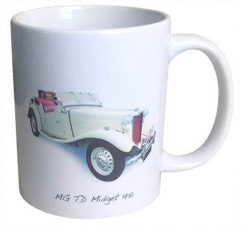 MG TD Midget 1951 Ceramic Mug - Ideal Gift for the Vintage Sports Car Enthusiast - Single or Set of Four(4)