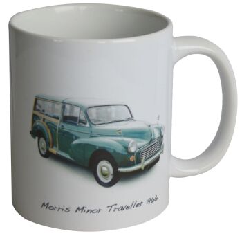 Morris Minor Traveller 1966 (Green) Ceramic Mug - First Car Memories - Single or Set of Four(4)