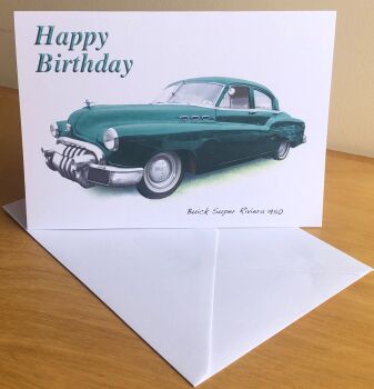 Buick Super Riviera 1950 - Birthday, Anniversary, Retirement or Blank Card & Envelope