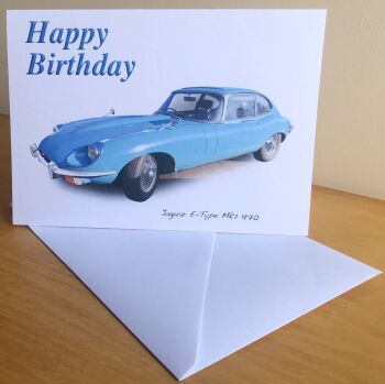 Jaguar E-Type Mk2 Coupe 1970 - Birthday, Anniversary, Retirement or Blank Card & Envelope