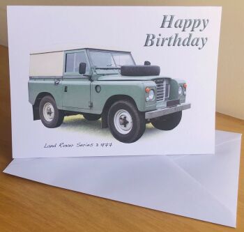 Land Rover Series 3 SWB 1977 - Birthday, Anniversary, Retirement or Blank Card & Envelope