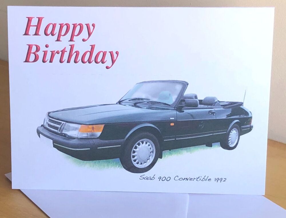 Saab 900 Convertible 1992 - Birthday, Anniversary, Retirement or Blank Card