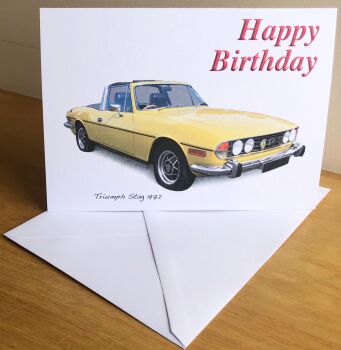 Triumph Stag 1972 - Birthday, Anniversary, Retirement or Blank Card & Envelope