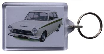 Ford Lotus Cortina Mk1 1964 - Plastic Keyring with 35 x 50mm Insert - Free UK Delivery