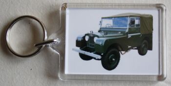 Land Rover SWB Mk1 1951 - Plastic Keyring with 35 x 50mm Insert - Free UK Delivery