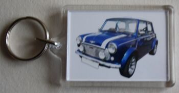 Mini 1000le 'John Cooper' edition 1985 - Plastic Keyring with 35 x 50mm Insert - Free UK Delivery