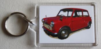 Morris Mini 848cc 1961 - Plastic Keyring with 35 x 50mm Insert - Free UK Delivery