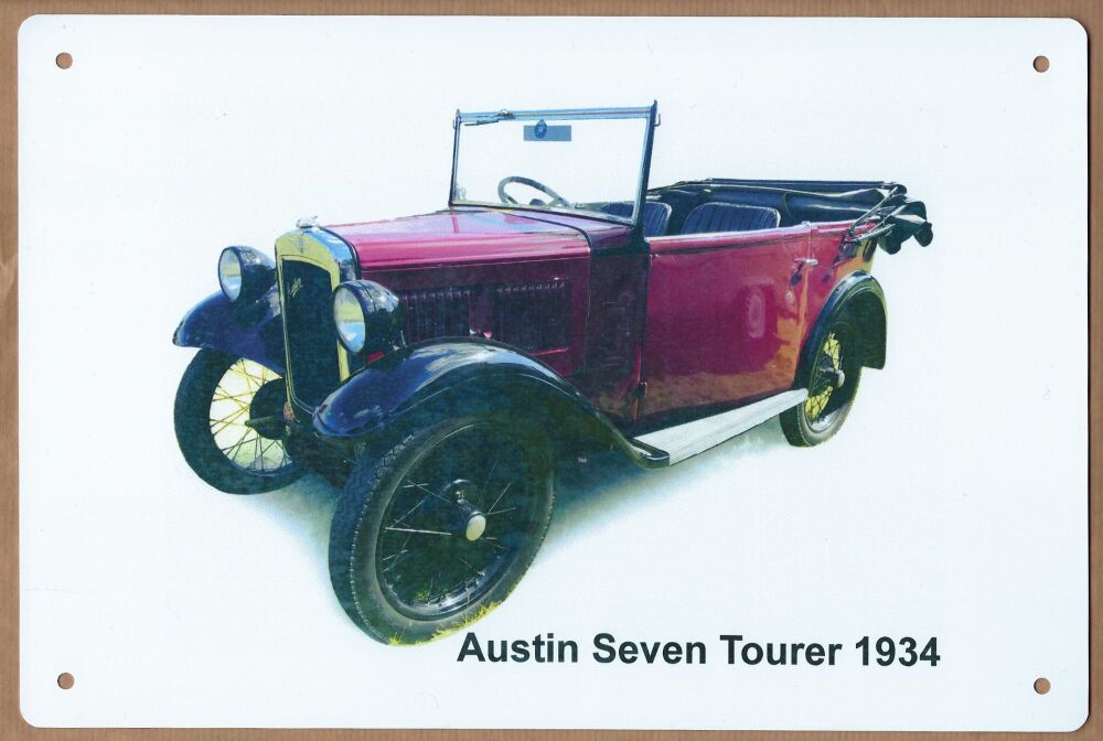 Austin Seven Tourer 1934 - Aluminium Plaque (A5 or 203x304mm) - Present for