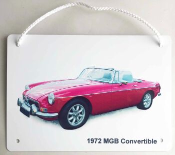 MGB Convertible 1972 (Red)- Aluminium Plaque A5 148 x 210mm or 203 x 304mm